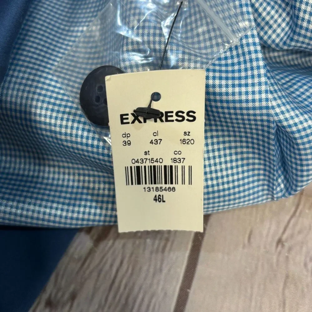 NWT Express Men Blazer Jacket Size 46L 46 Long Extra Slim Blue C085 -25